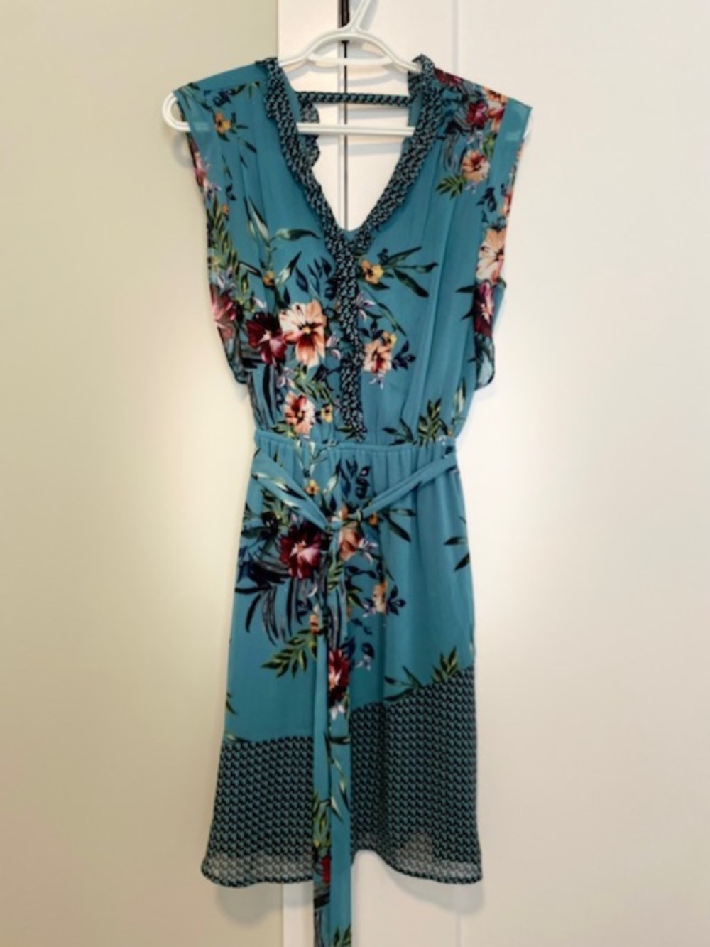 Summer Floral Teal Mini Dress